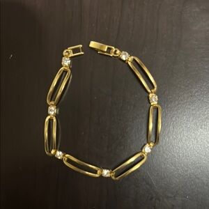 Gold-Toned Link Bracelet with Polished Finish and Secure Clasp
